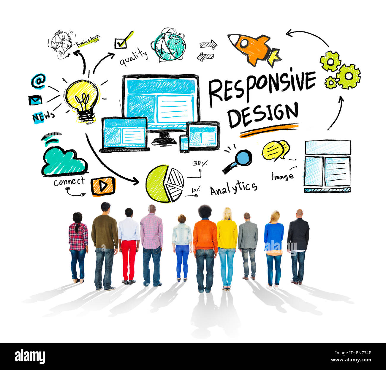 Responsive Design Web Internet Personnes Concept Vue arrière Banque D'Images