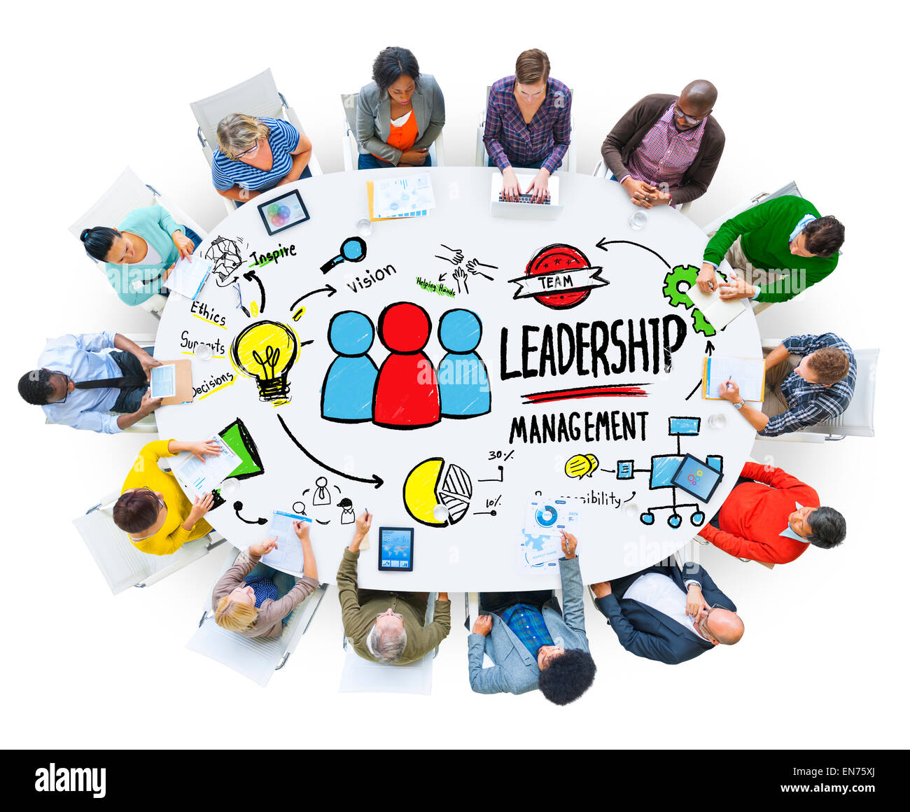 Les gens de la diversité Gestion Leadership Communication numérique Concept de réunion Banque D'Images