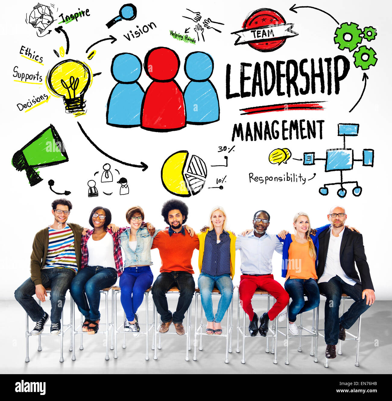 Casual People diversité Leadership Management Concept de soutien de l'équipe Banque D'Images