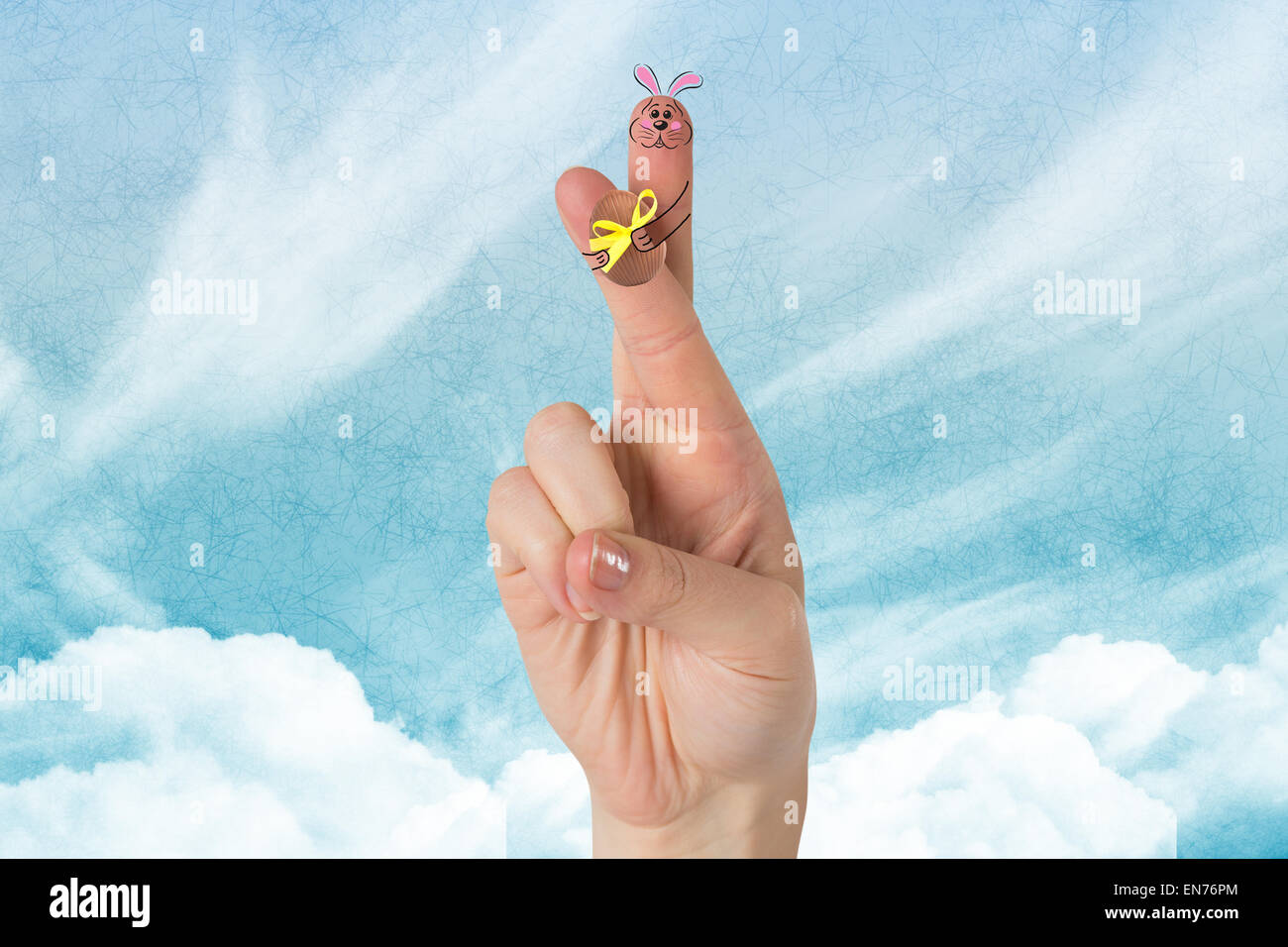Image composite de doigts comme lapin de Pâques Banque D'Images