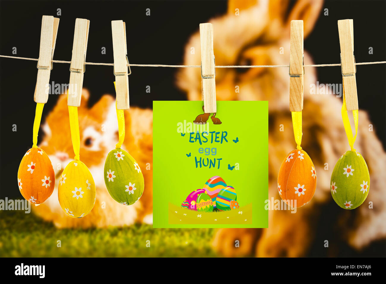Image composite de chasse aux œufs de pâques graphic Banque D'Images