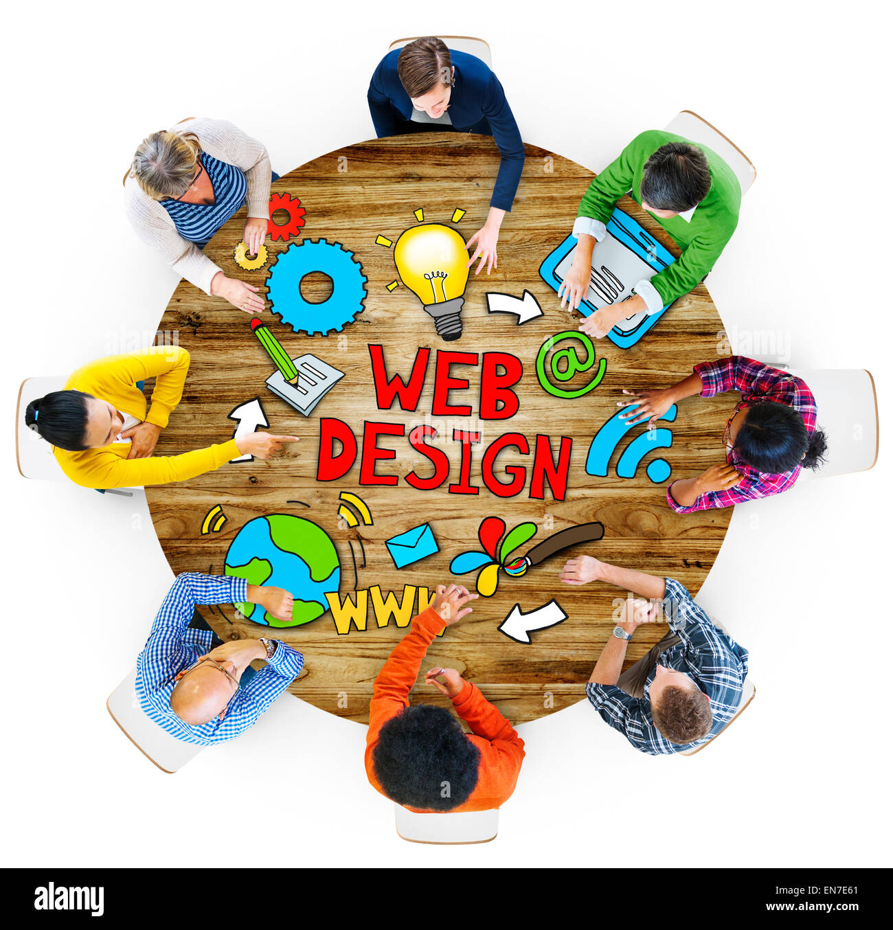 Web Design Entreprises Brainstorming Pensée Concept Stratégie de Discussion Banque D'Images