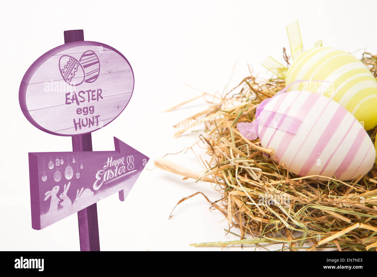 Image composite de chasse aux œufs de pâques sign Banque D'Images