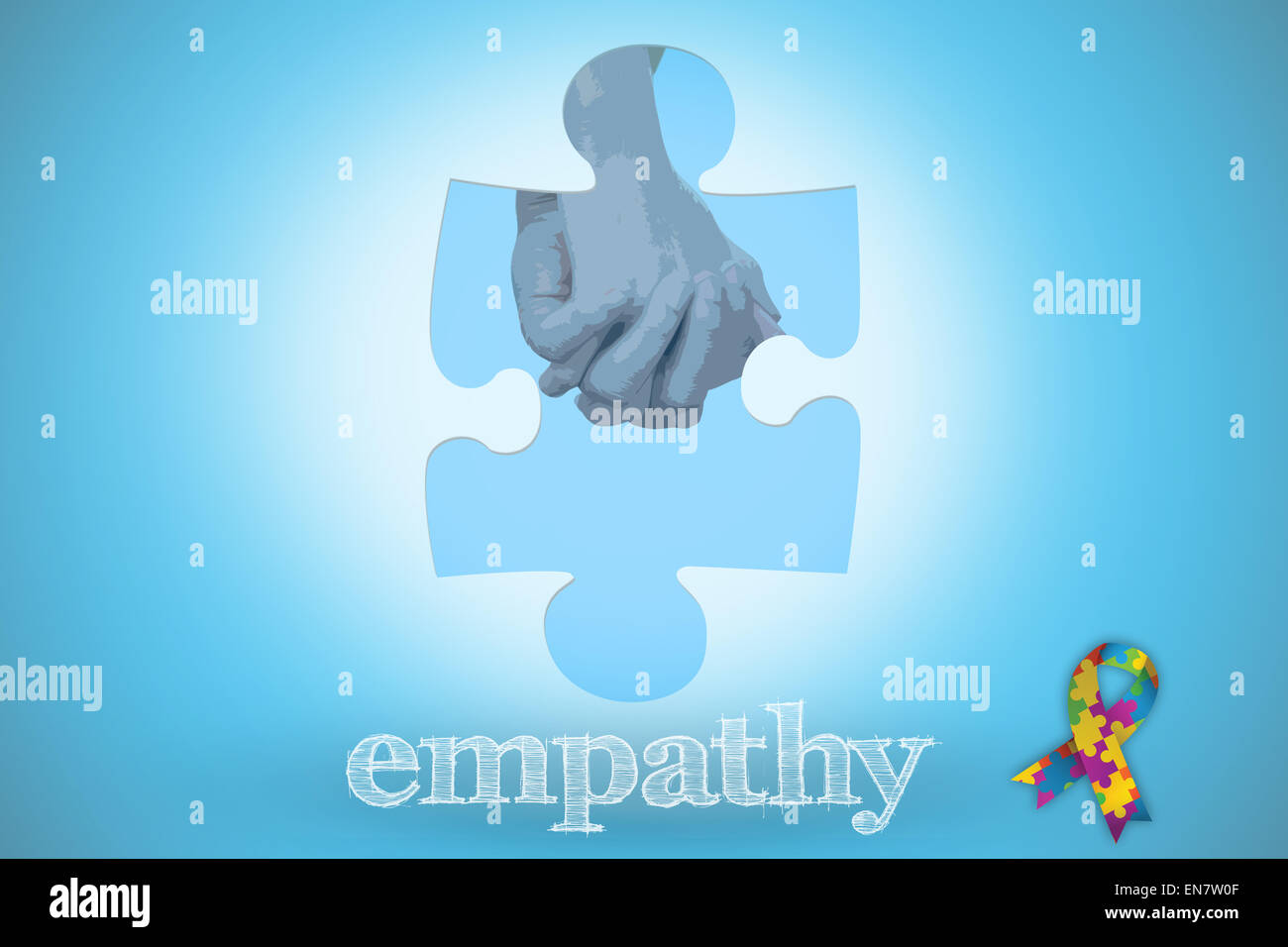L'empathie contre fond bleu avec vignette Banque D'Images