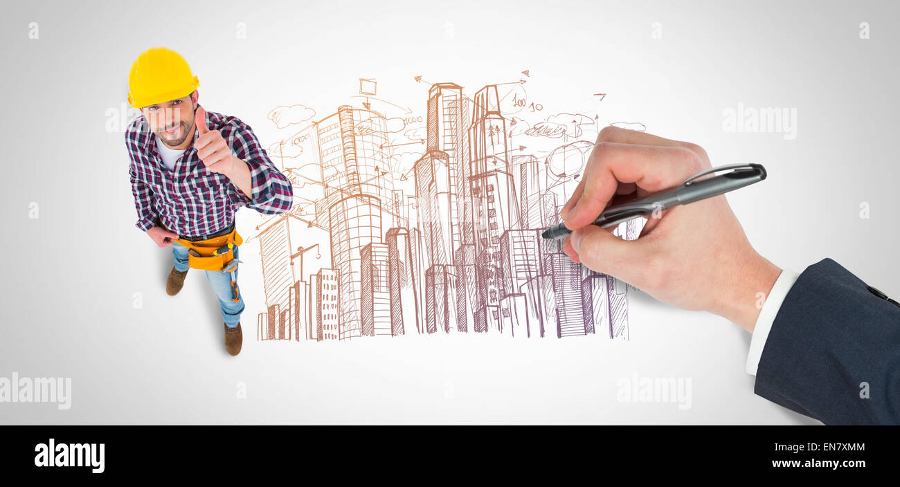 Image composite de la main avec un stylo Banque D'Images