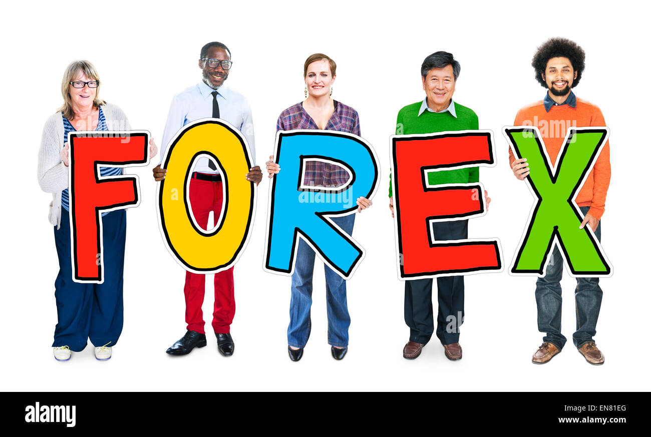 Groupe de personnes Lettre Forex Banque D'Images