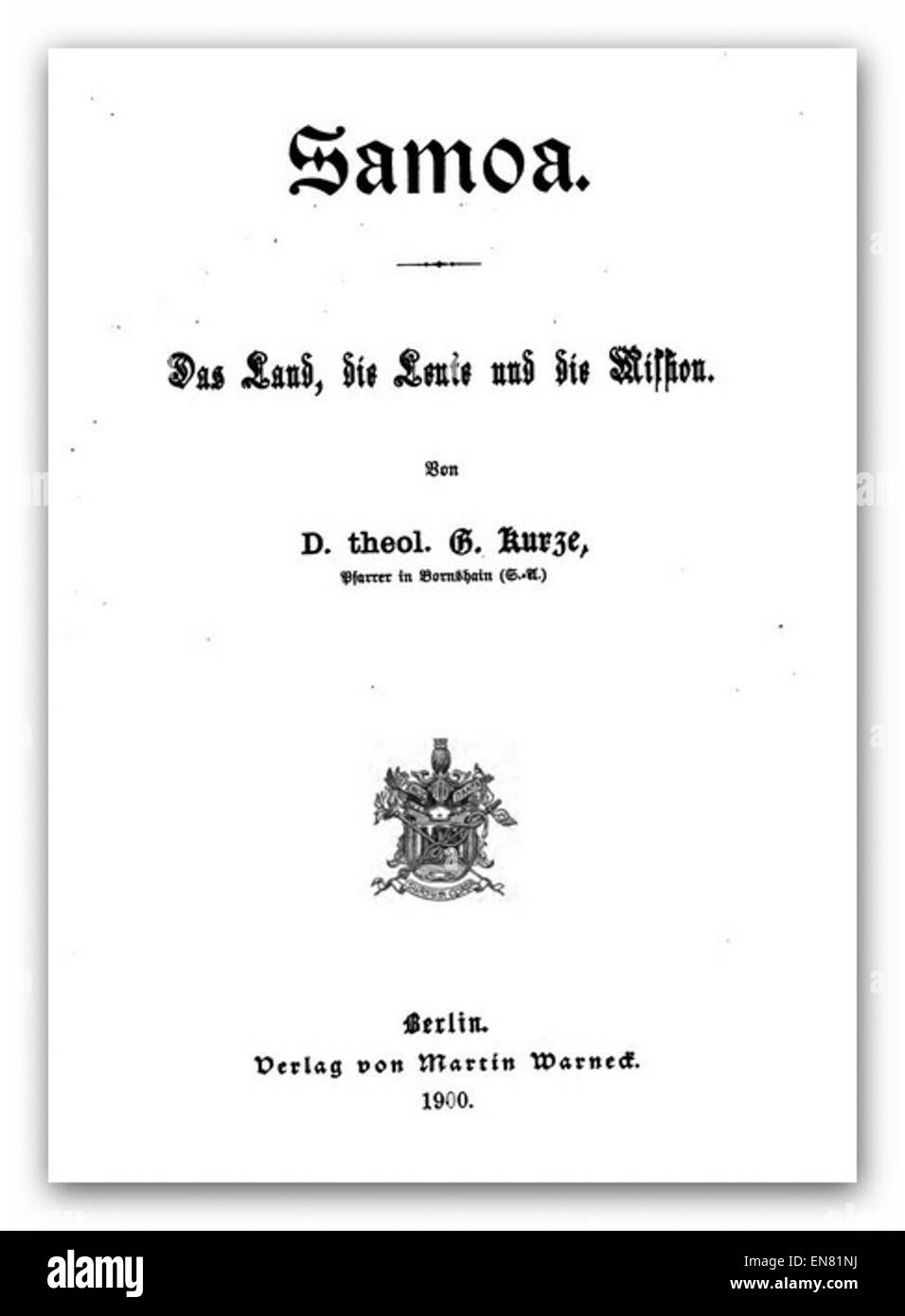KURZE(1900) Samoa, das Land, die Leute und die Mission Banque D'Images