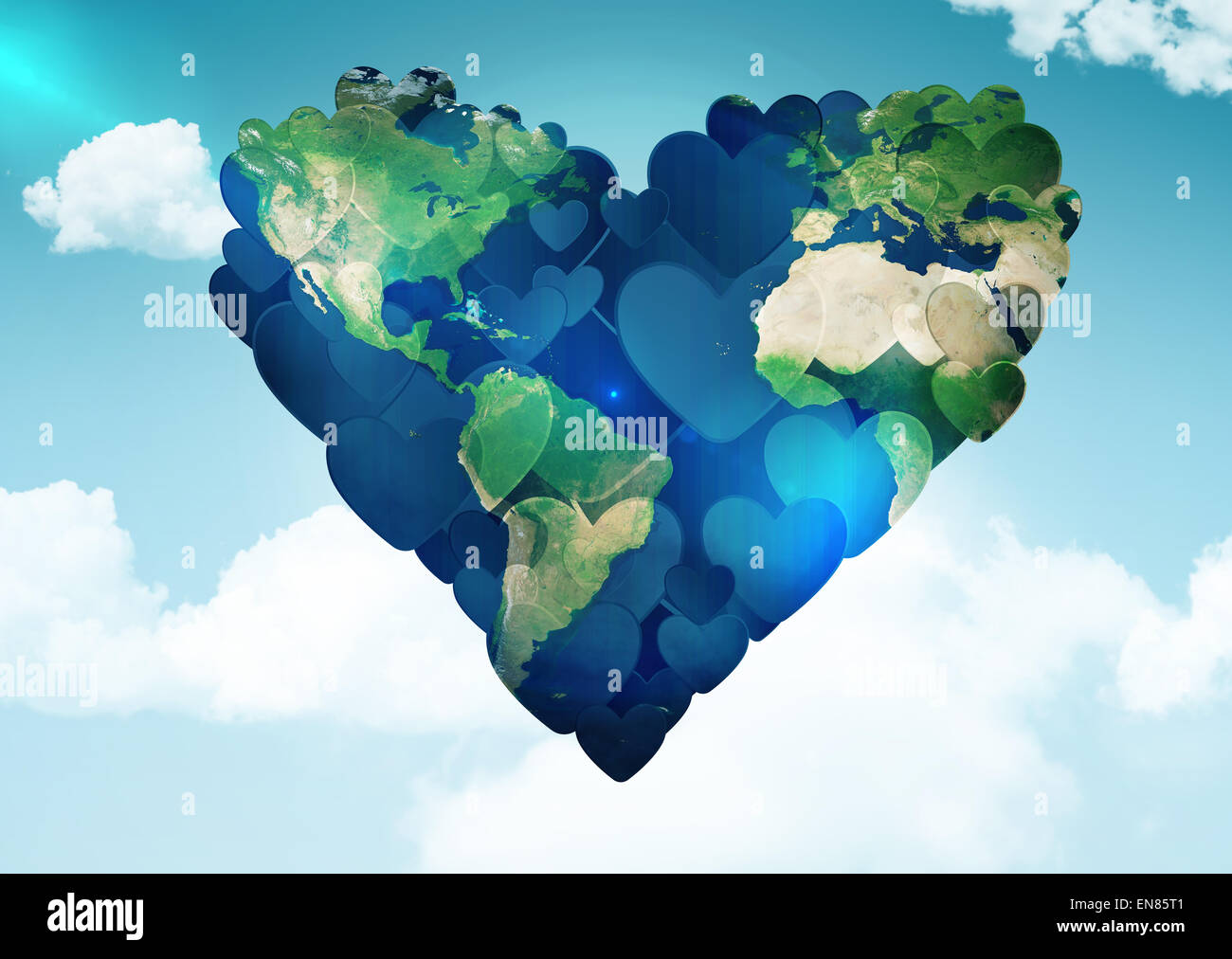 Image composite de la terre en forme de coeur Banque D'Images