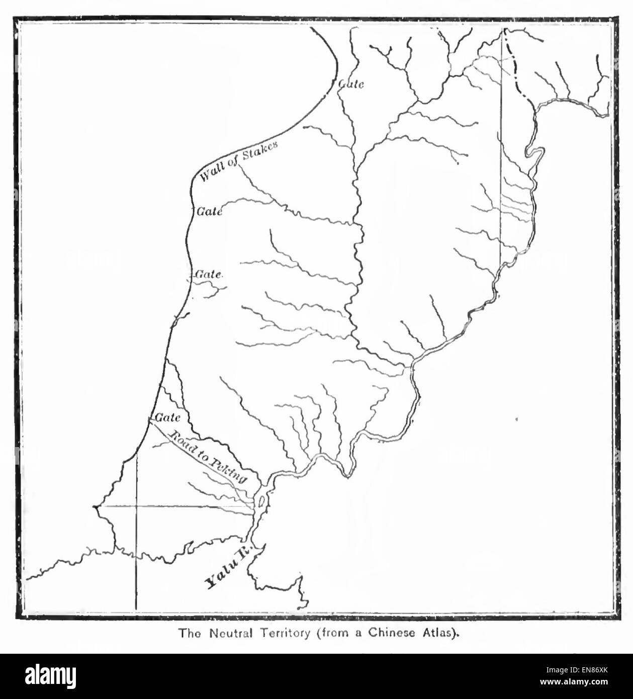 Page 85 de l'ouvrage de Griffis de 1897 traitant du territoire neutre, se référant à une région avec des frontières indéfinies ou contestées, peut-être de la période frontalière américaine. Cette page aborde le contexte historique et l'importance de ces territoires. Banque D'Images