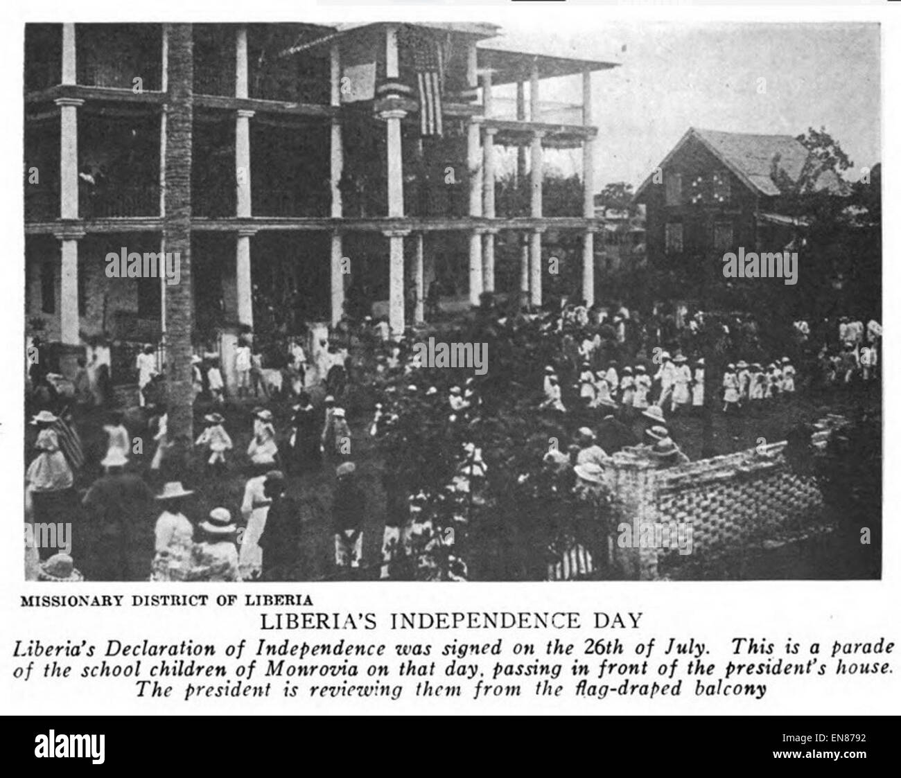 Un document de 1919 marquant le jour de l'indépendance du Libéria, commémorant l'anniversaire de l'indépendance de la nation ouest-africaine déclarée le 26 juillet 1847. Banque D'Images