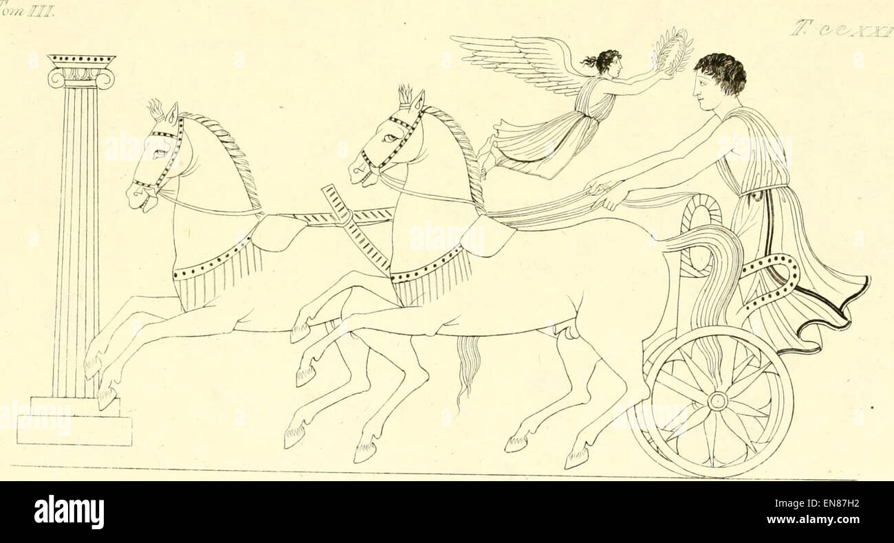 Cette œuvre de 1835 d'Inghirami présente une illustration détaillée d'anciens vases en terre cuite peints, mettant en valeur les œuvres d'art et les styles de design typiques de l'époque. Le volume offre un regard approfondi sur l'artisanat classique de la poterie. Banque D'Images