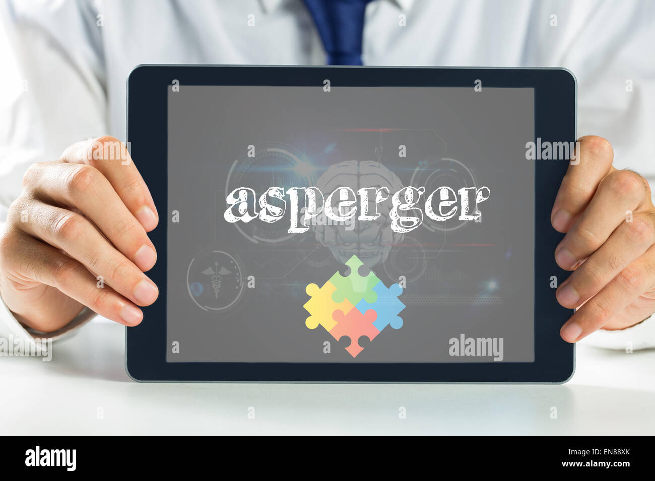 Interface biologie médicale contre Asperger en noir Banque D'Images