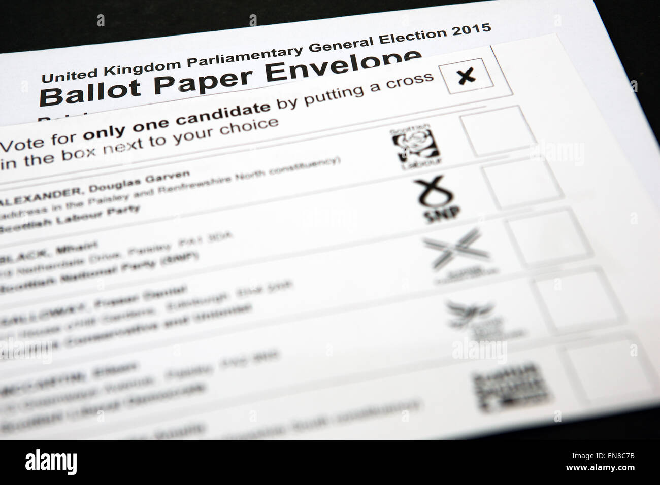 Élection générale 2015 Bulletin de vote Banque D'Images