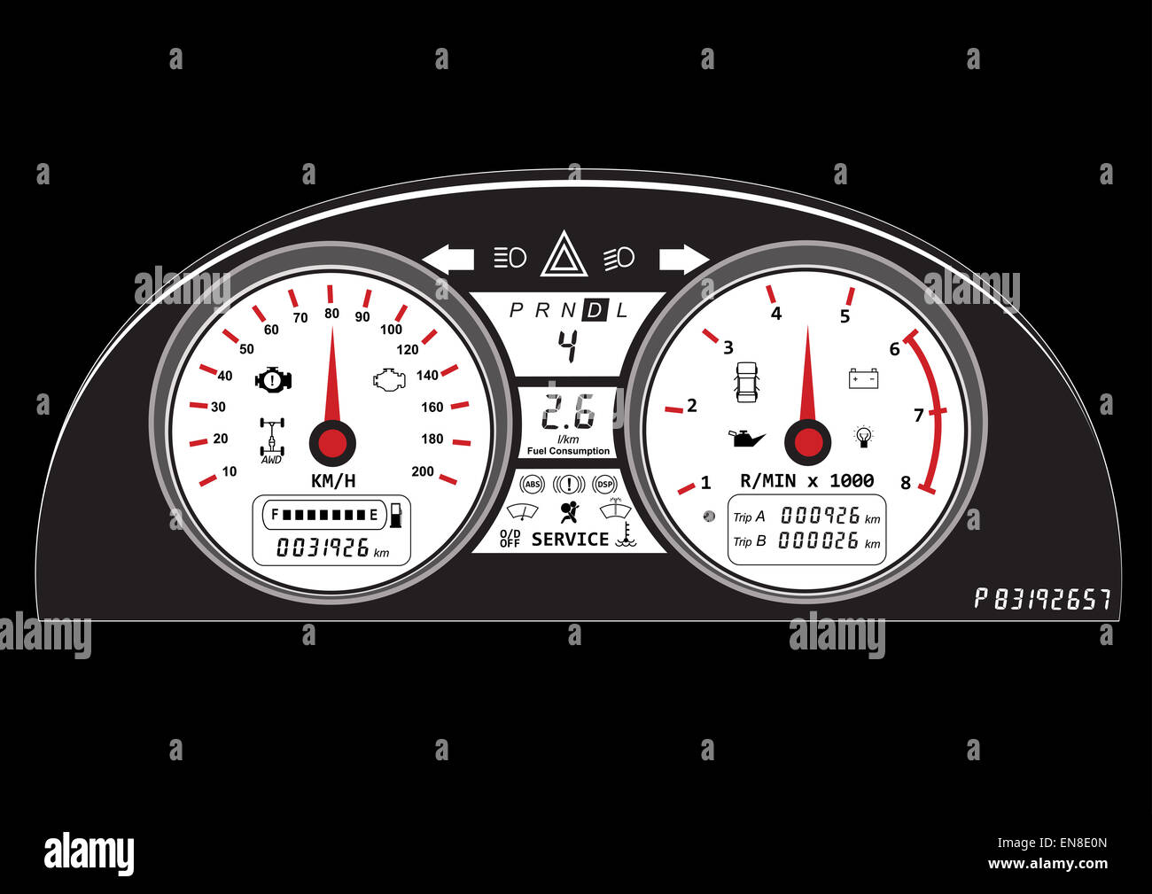 L'icône de l'automobile de vitesse véhicule tableau de bord de voiture Banque D'Images