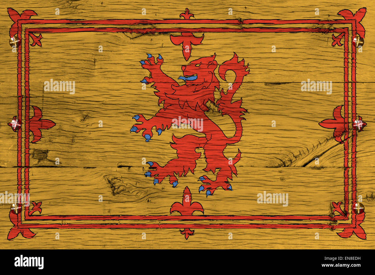 Royal Standard de l'Écosse drapeau. Également connu sous le nom de lion de l'Ecosse ou Bannière royale des armoiries royales d'Écosse. Historis Banque D'Images