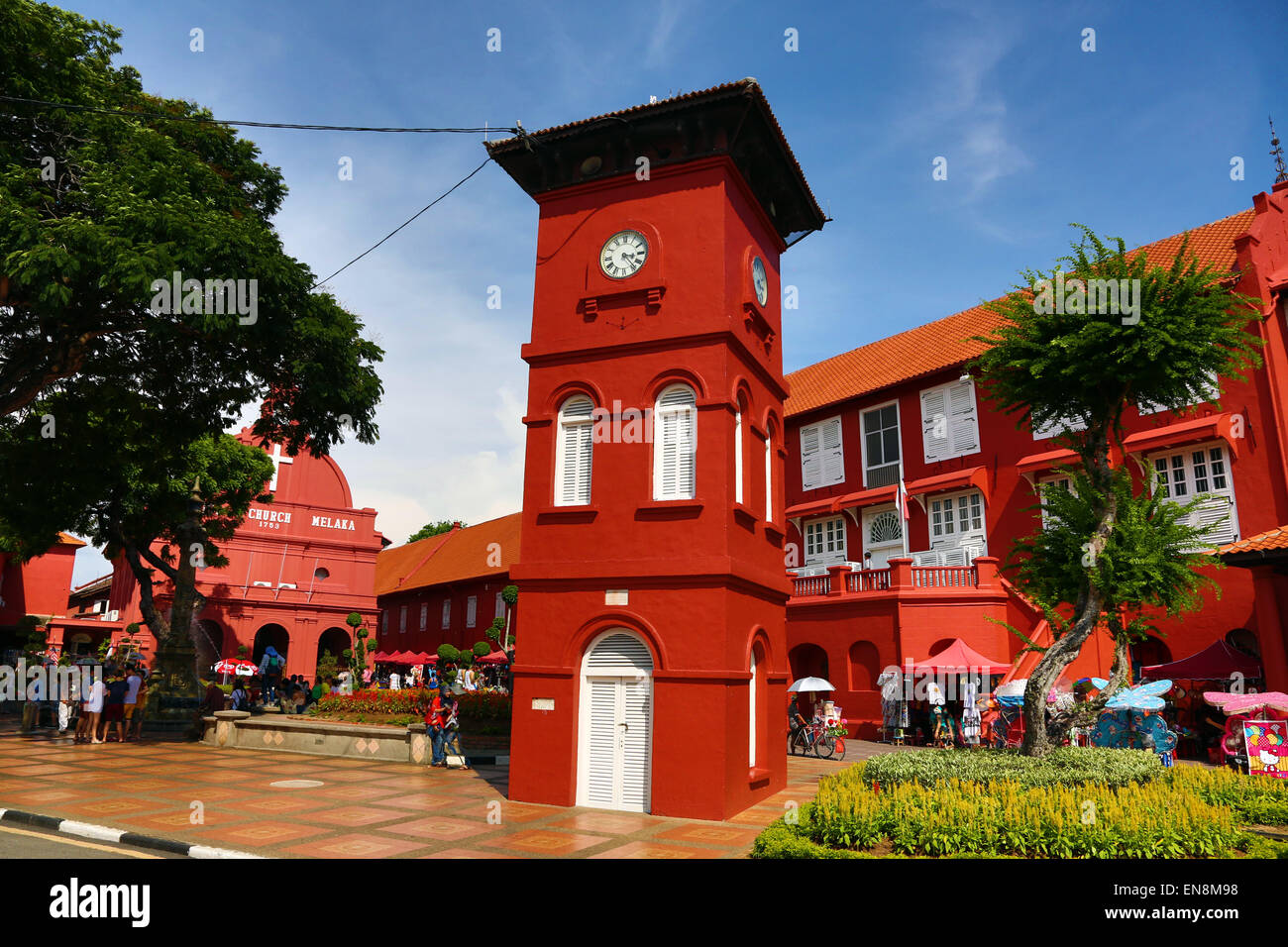Tang Beng Swee Tour de l'horloge à Dutch Square, connu comme la Place Rouge, à Malacca, Malaisie Banque D'Images