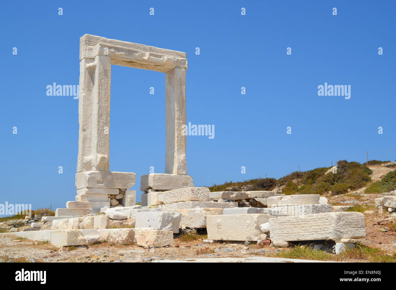L'île grecque de Naxos, 'portara' porte de temple grec ancien - marbles Banque D'Images