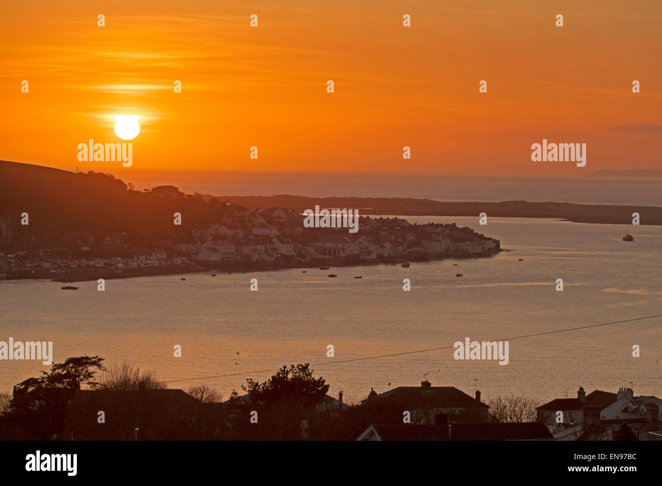 Coucher du soleil sur le Nord du Devon England uk Appledore Banque D'Images