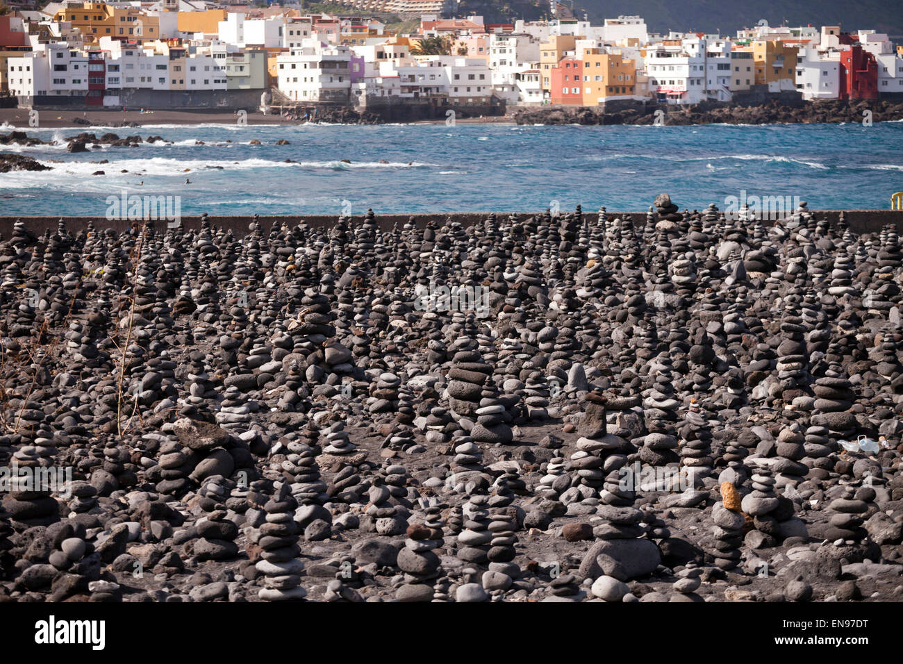 Sculptures en pierre à Puerto de la Cruz, Tenerife, Canaries, Espagne, Europe Banque D'Images