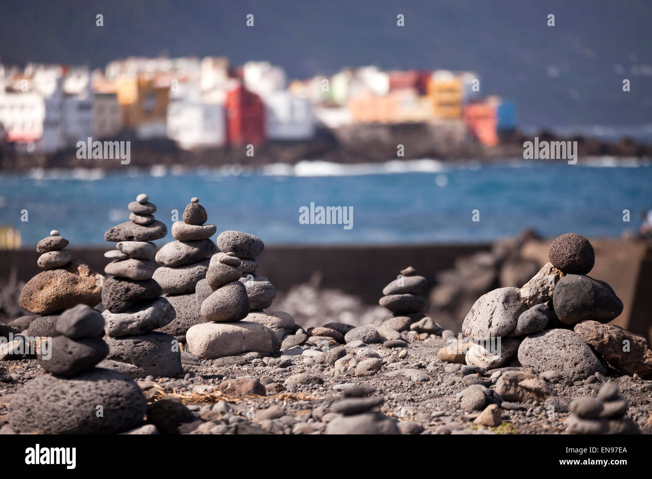 Sculptures en pierre à Puerto de la Cruz, Tenerife, Canaries, Espagne, Europe Banque D'Images
