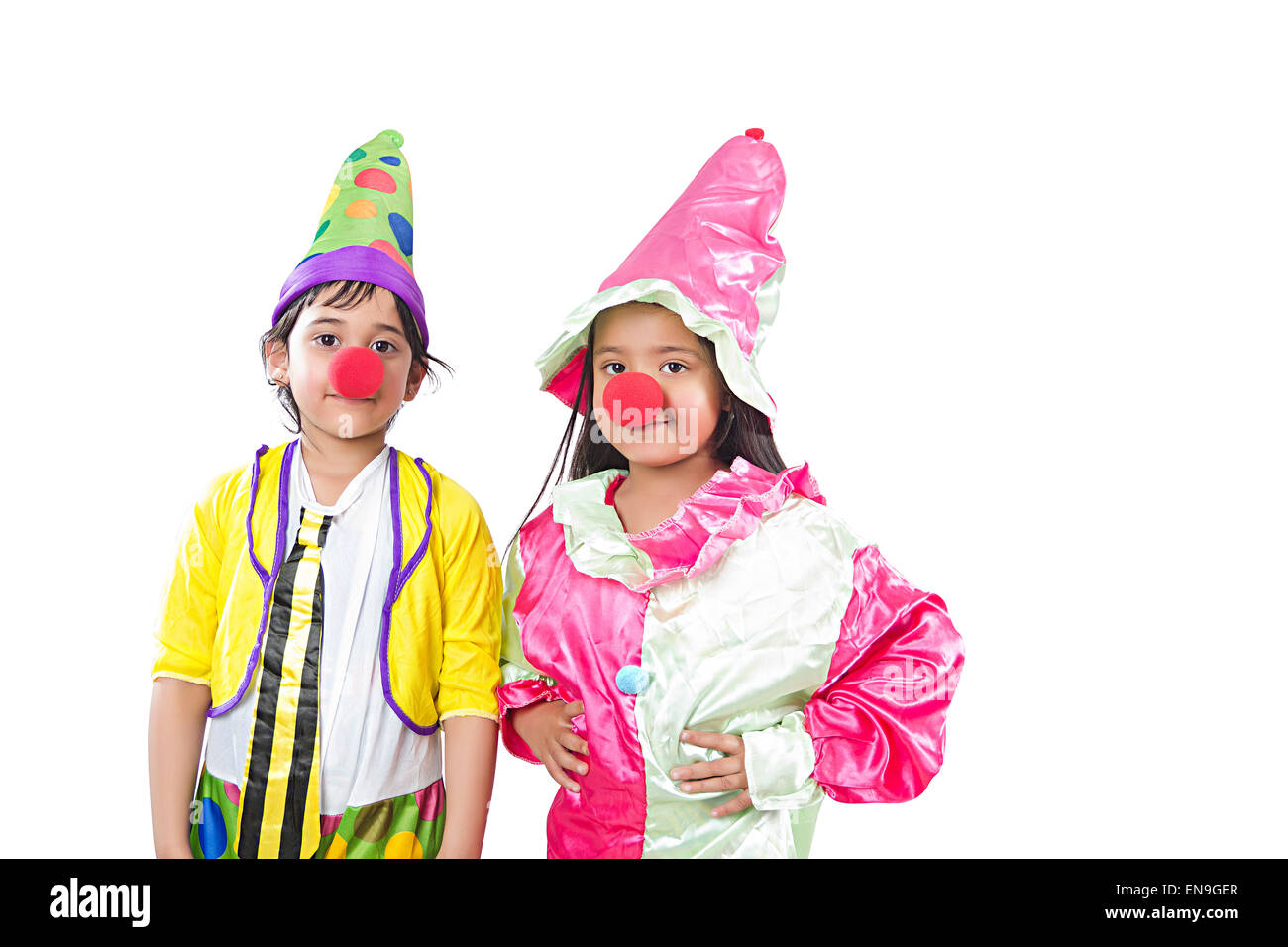 2 Les enfants indiens Costume Joker amis profitez Banque D'Images