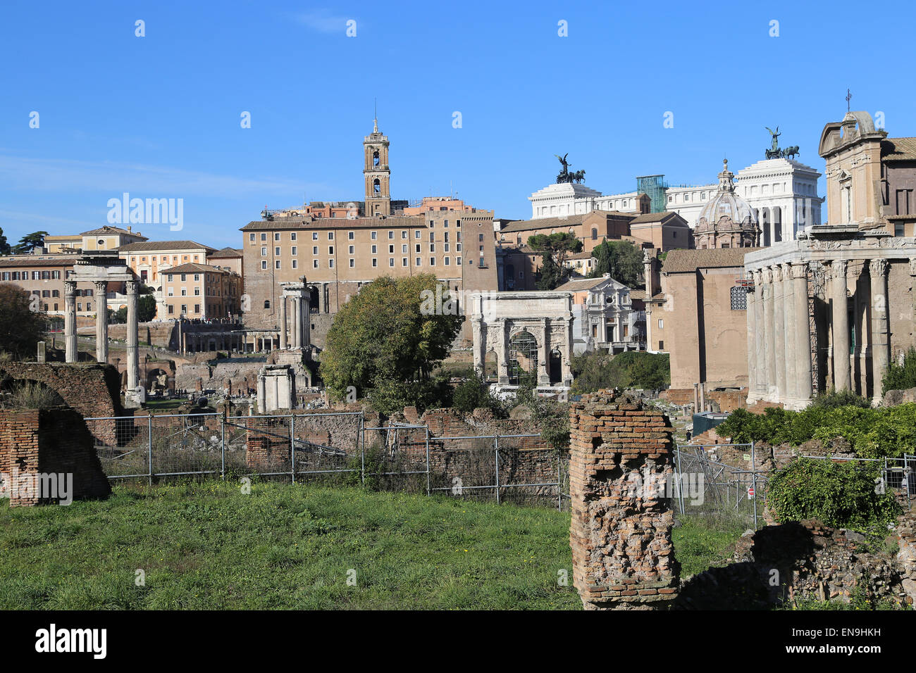 L'Italie. Rome. Le Forum Romain. Vue panoramique. Banque D'Images