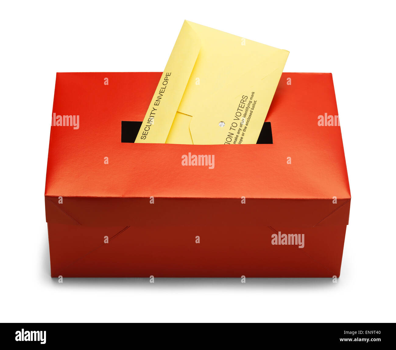 Fort vote avec enveloppe de sécurité isolé sur fond blanc. Banque D'Images