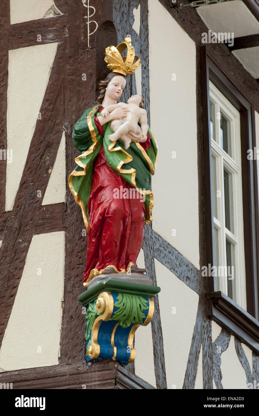 Madonna à Hauseck, vieille ville de Miltenberg, Odenwald, Bavière, Allemagne Banque D'Images