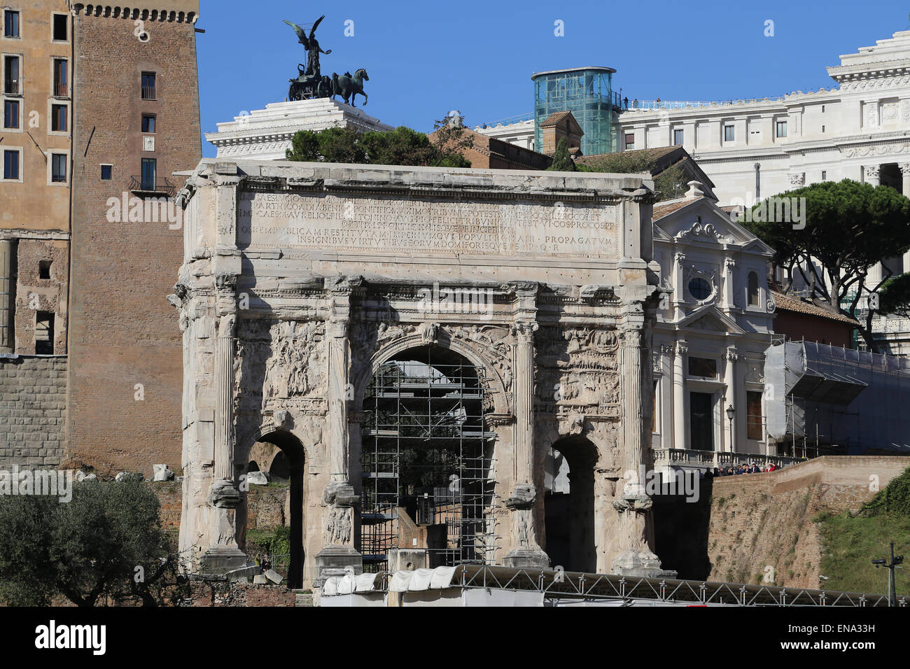 L'Italie. Rome. Forum romain. Arc de Septime Sévère. 3e annonce. Banque D'Images