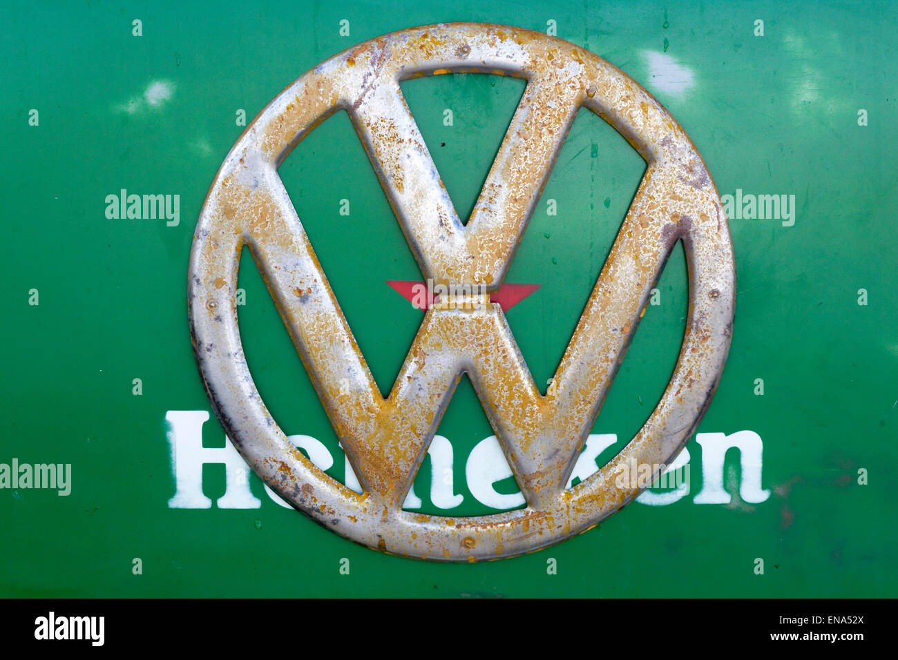 Badge sur un camping-car Volkswagen Heineken Banque D'Images