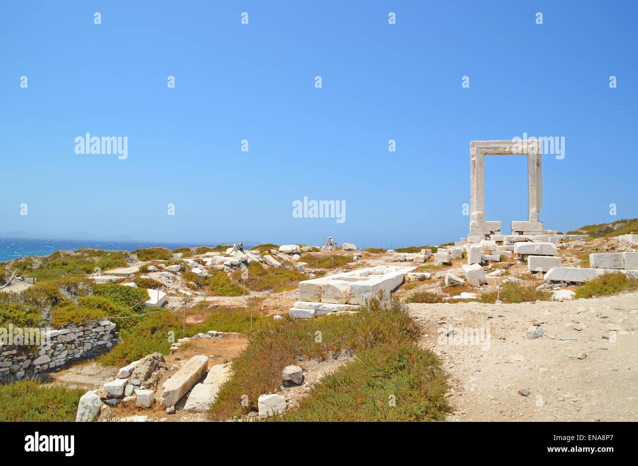 'Portara' ruines, porte, le grec ancien temple dans l'île de Naxos en Grèce Banque D'Images