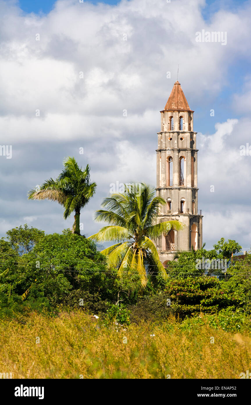 Manaca Iznaga tower, Valle de los Ingenios, vallée de la raffineries de sucre, Trinidad, la province de Sancti Spiritus, Cuba Banque D'Images