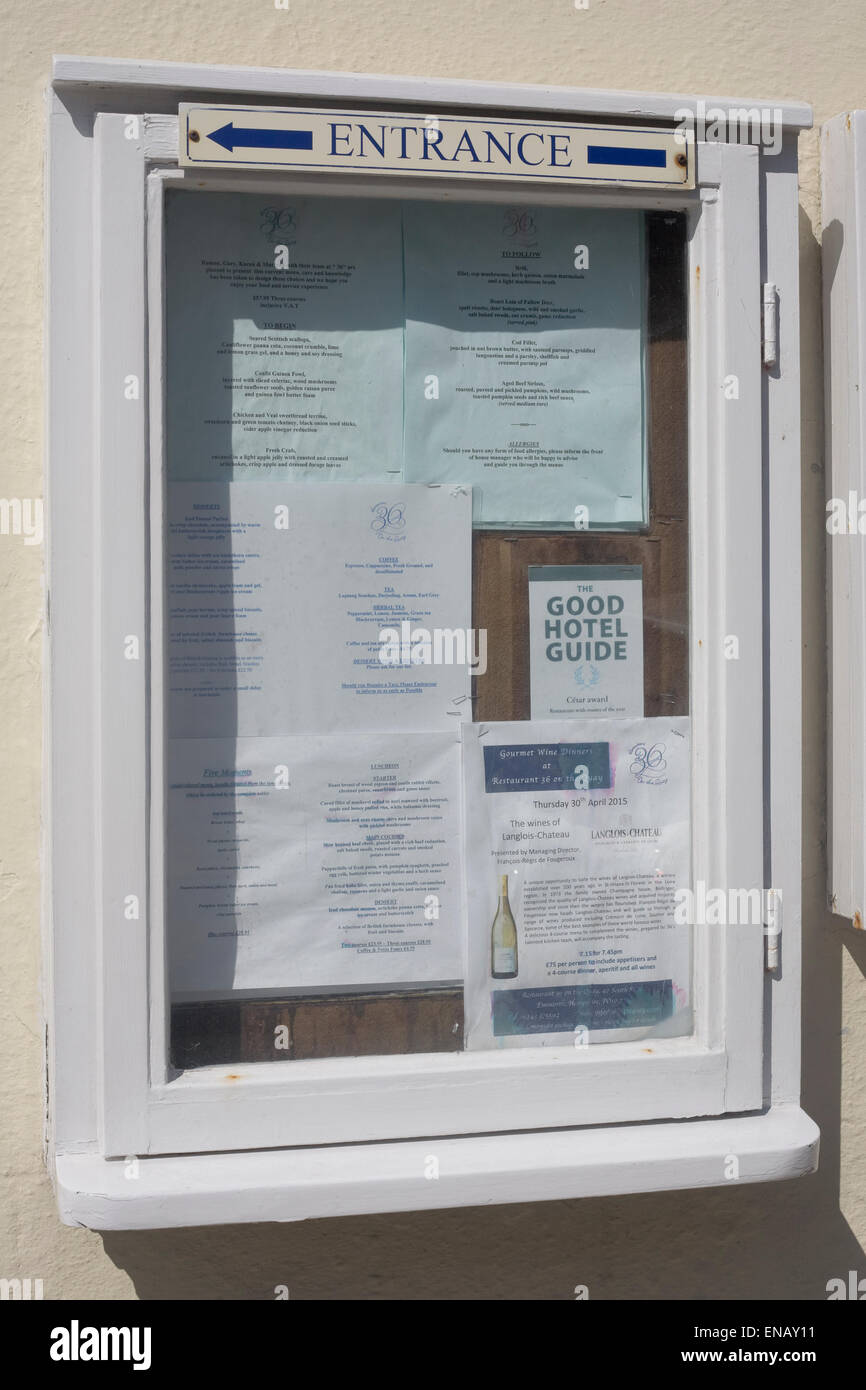 Restuarant,36,sur le quai,manger,menu,hotel,emsworth,affichage Banque D'Images