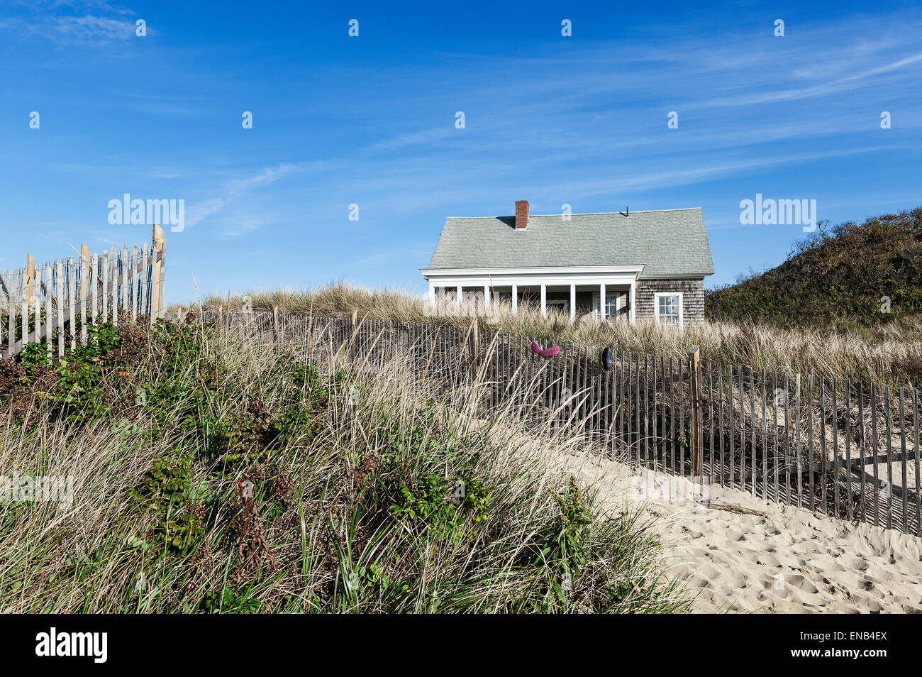 Chemin des dunes et de la plage, maison Plage Ballston, Truro, Cape Cod, Massachusetts, USA Banque D'Images