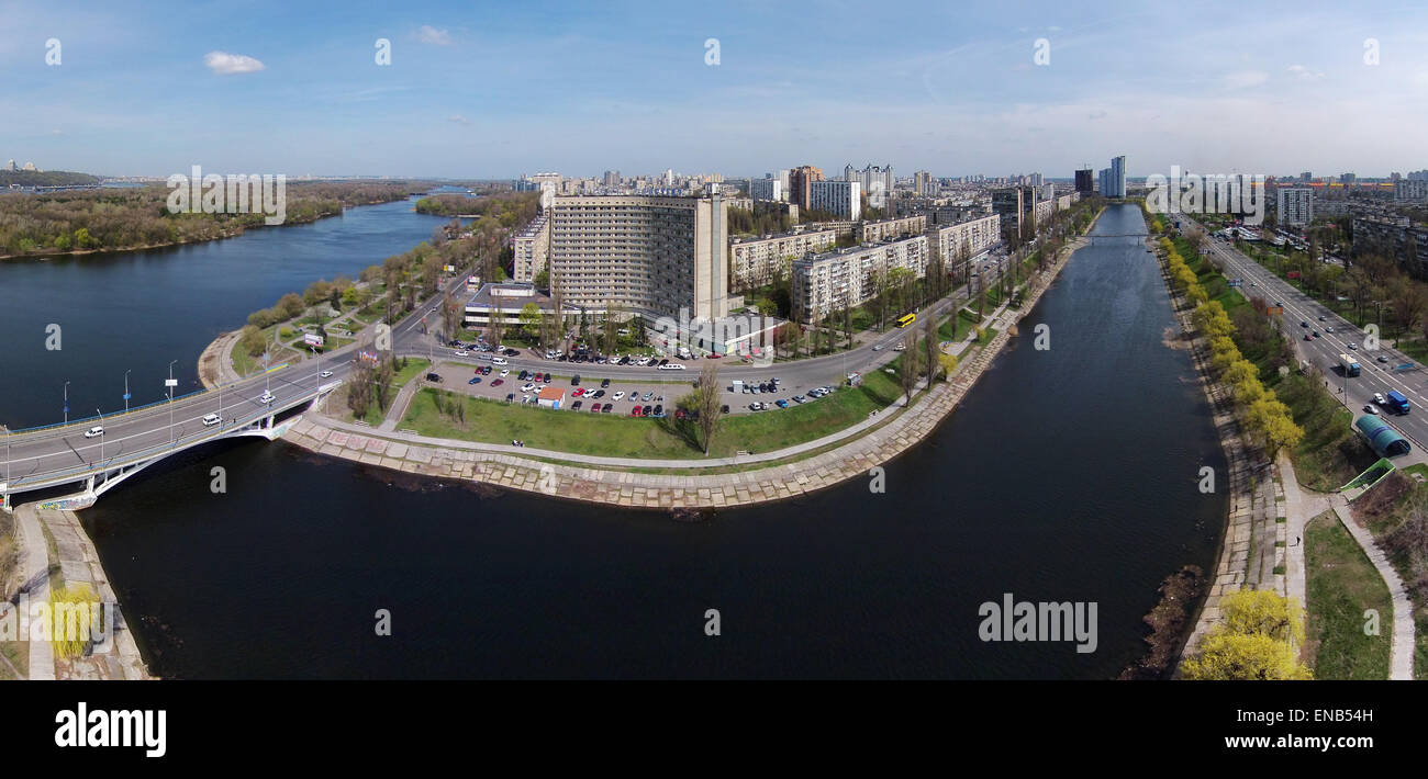 Vue aérienne de Rusanovka channel à Kiev, Ukraine Banque D'Images