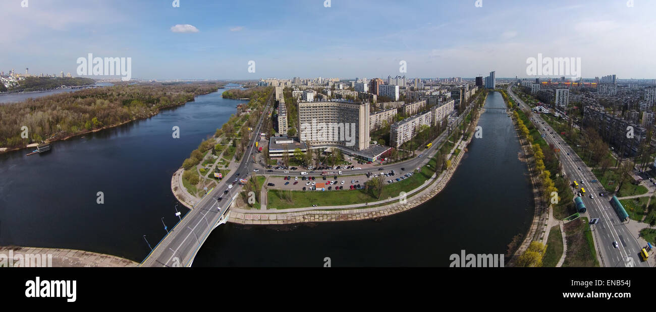 Vue aérienne de Rusanovka channel à Kiev, Ukraine Banque D'Images