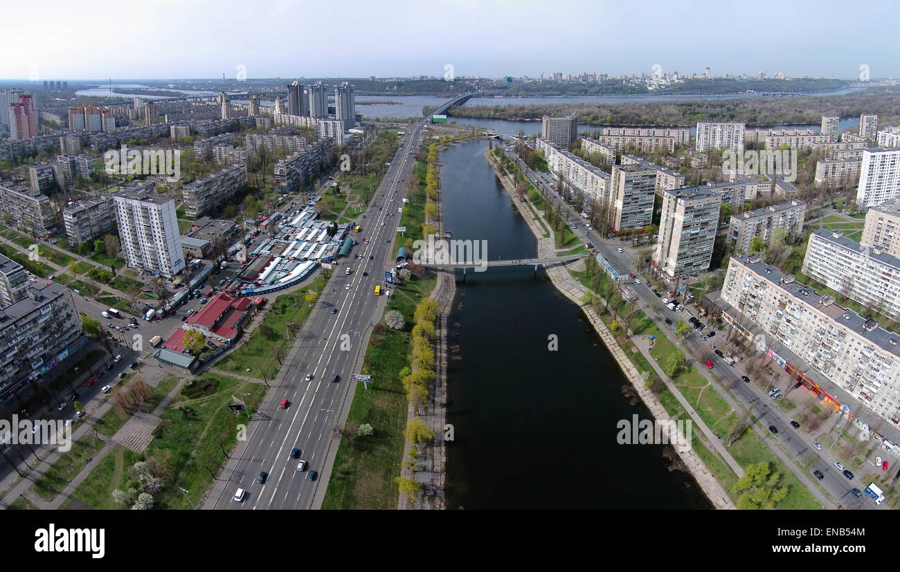 Vue aérienne de Rusanovka channel à Kiev, Ukraine Banque D'Images