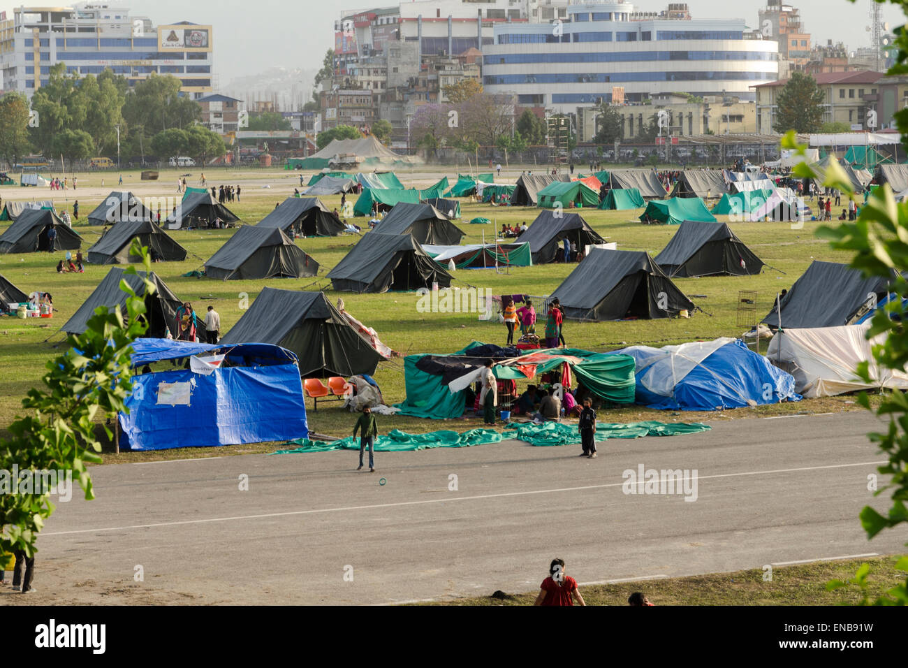 Népal : les camps de refuge séisme séisme au Népal Banque D'Images