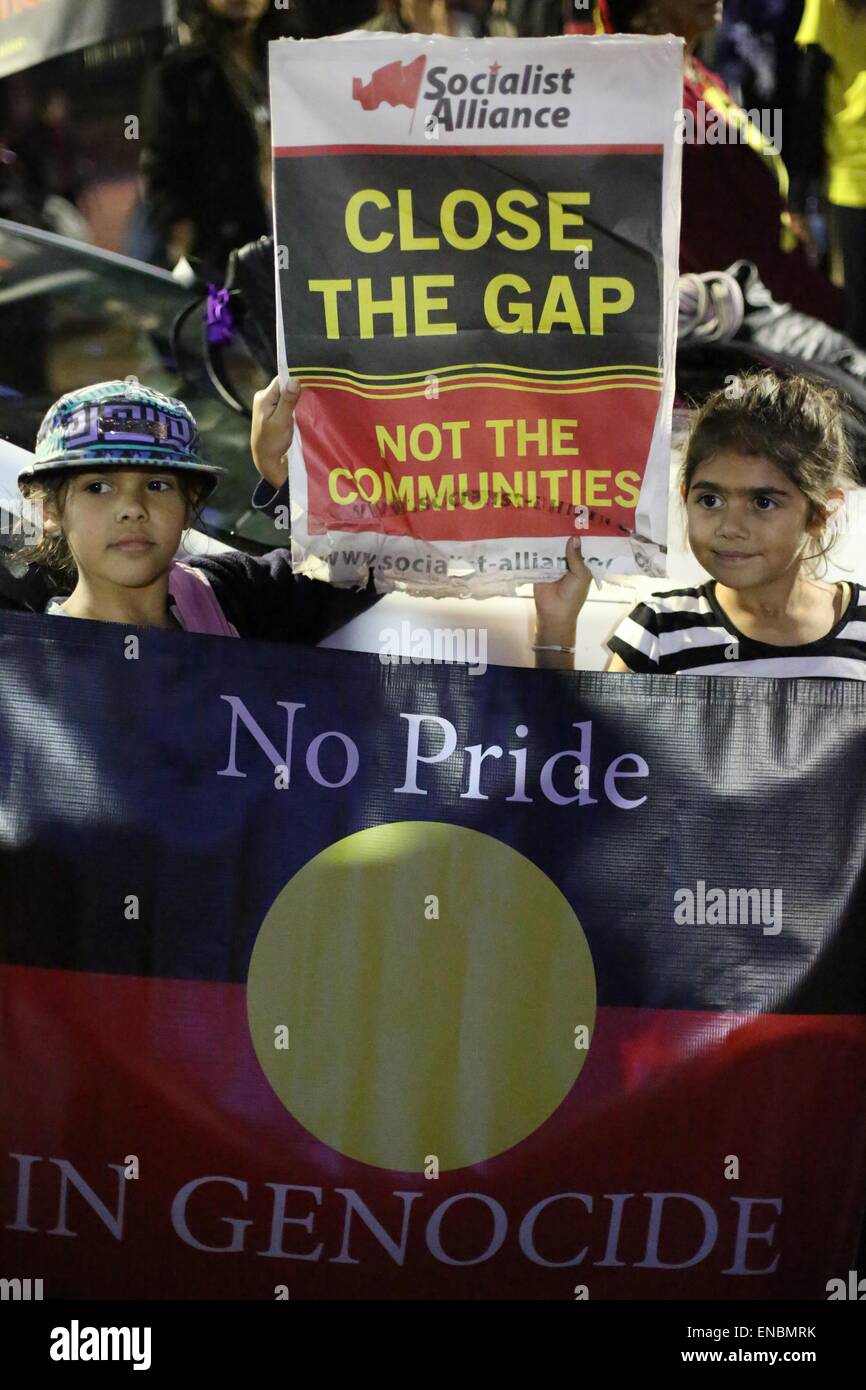 Protestation contre la fermeture forcée des communautés autochtones éloignées à Sydney. Banque D'Images