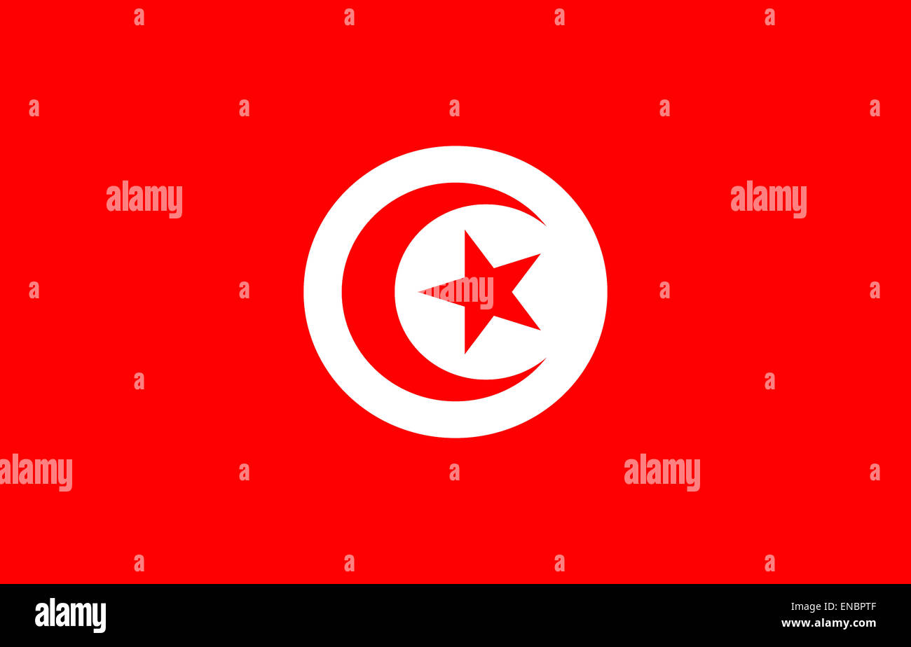 Drapeau national de la République Tunisienne. Banque D'Images