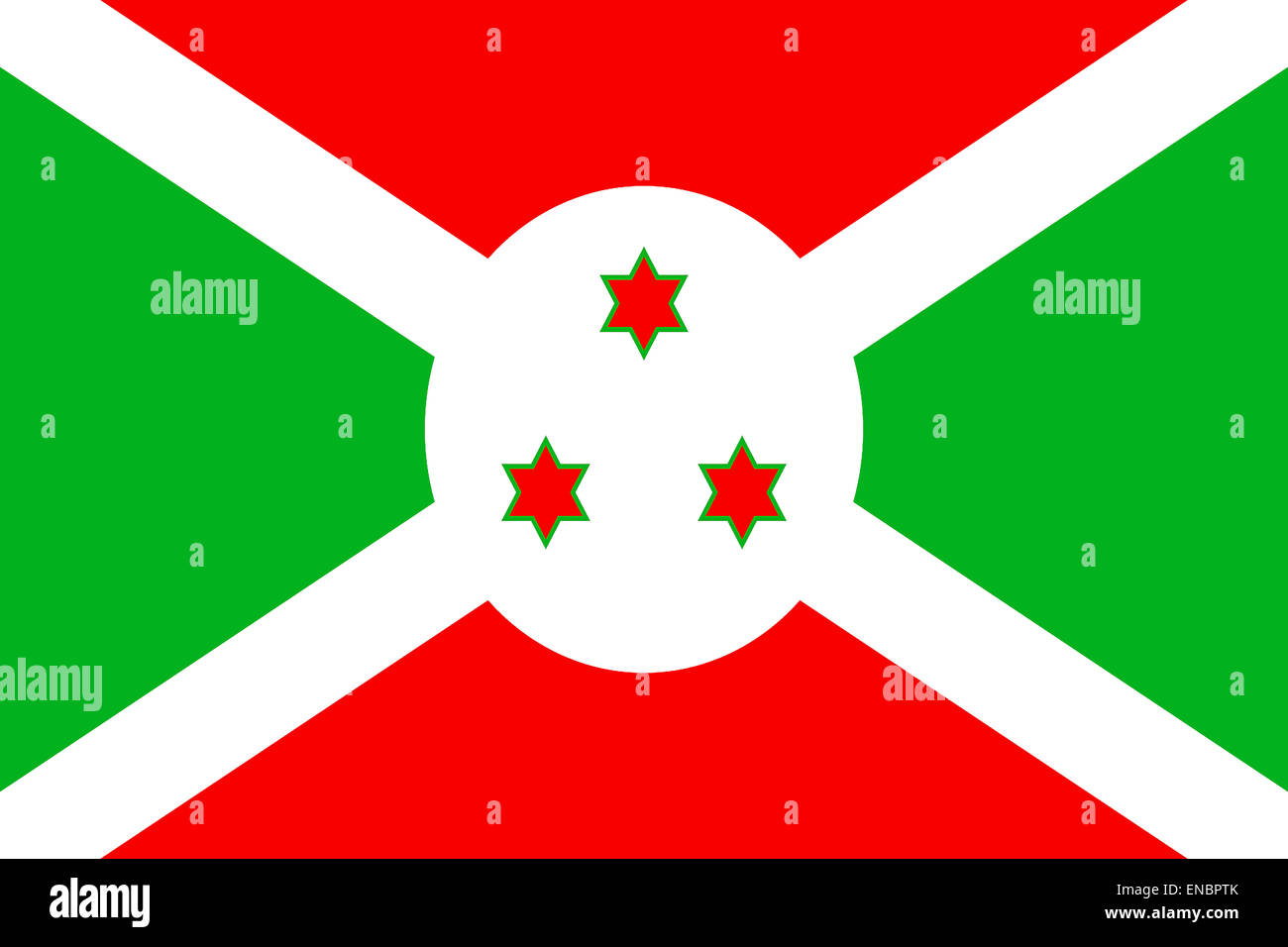Drapeau national de la République du Burundi. Banque D'Images