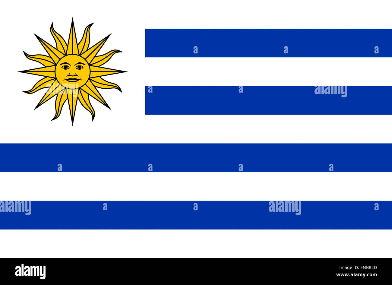 Drapeau national de la République de l'Uruguay. Banque D'Images