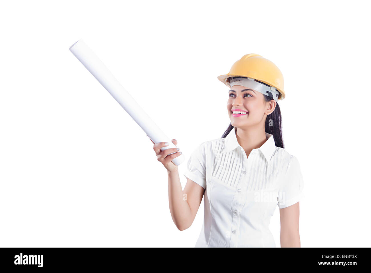 1 architecte indien femme montrant Banque D'Images