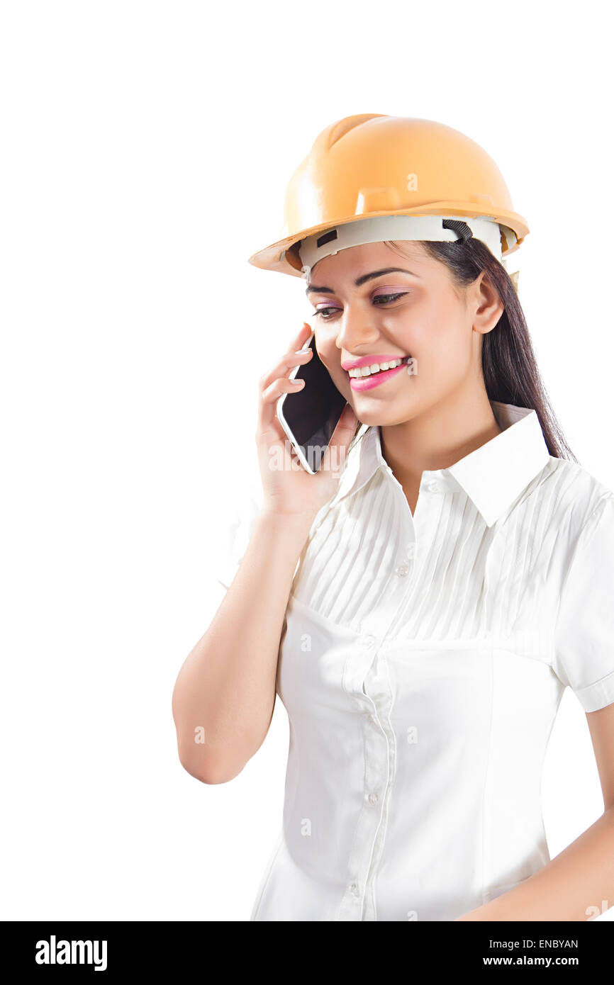 1 architecte indien Talking mobile phone Banque D'Images