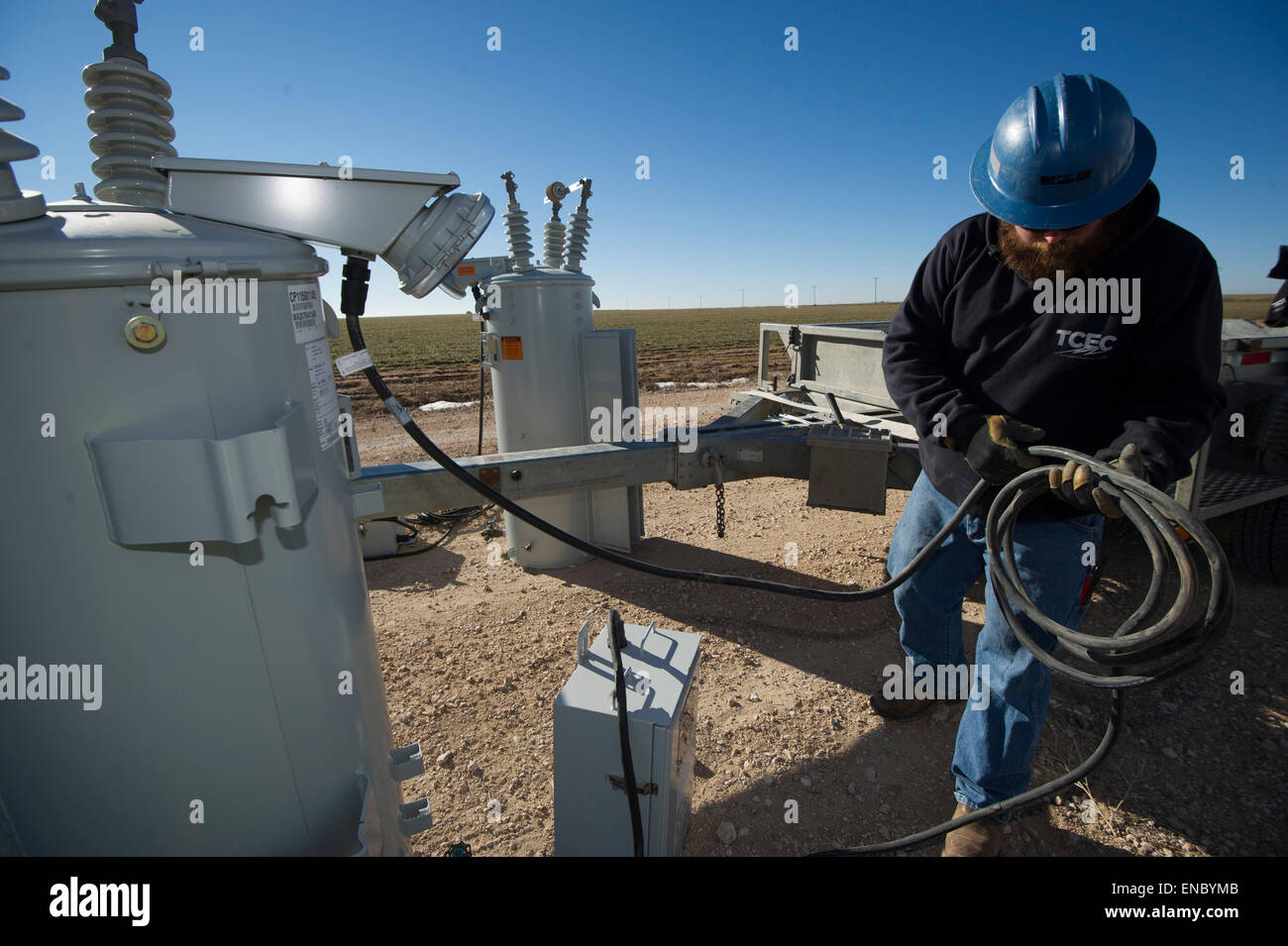 L'utilitaire électrique pour lignes électriques TCEC Tri-County Coop Banque D'Images