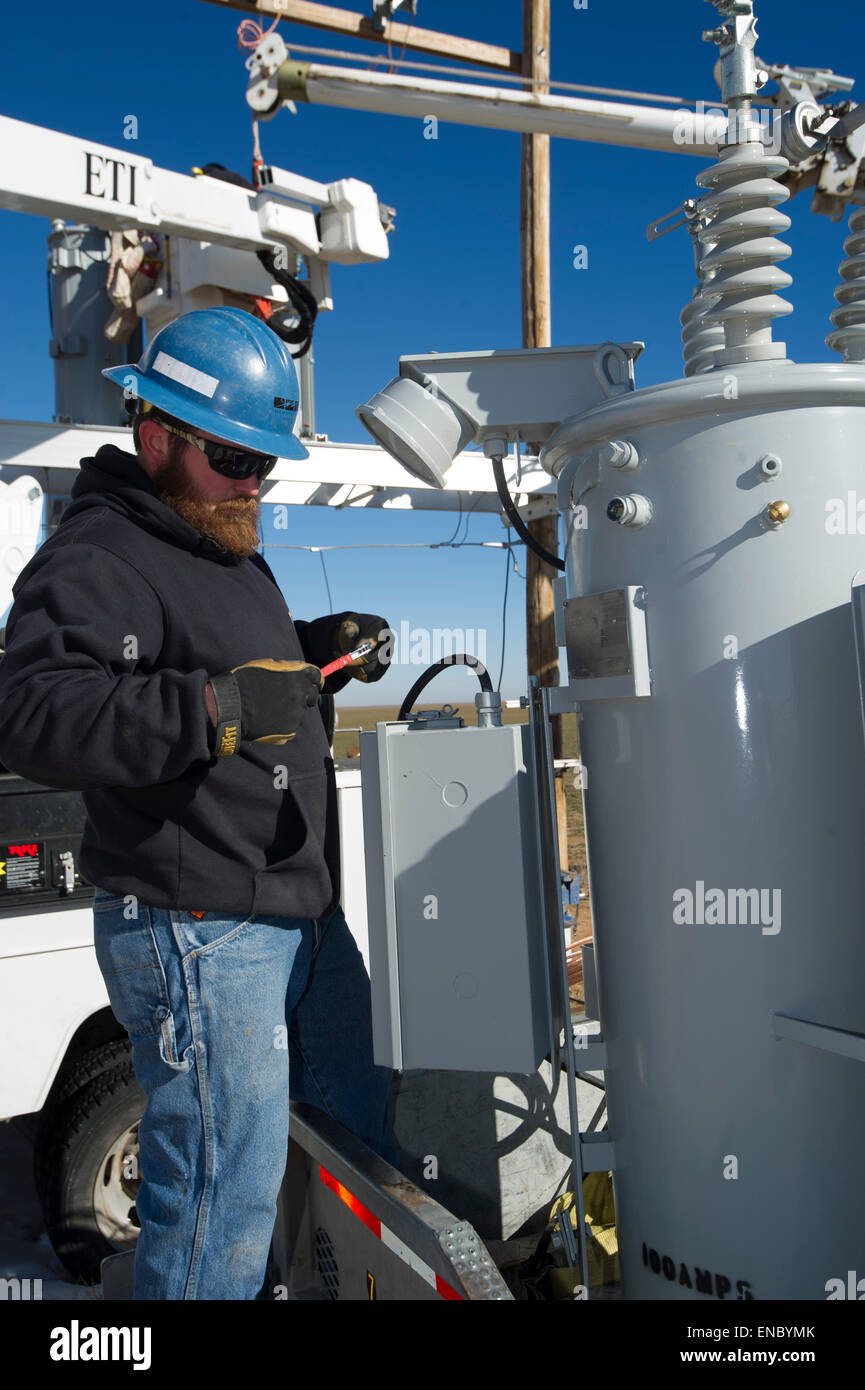 L'utilitaire électrique pour lignes électriques TCEC Tri-County Coop Banque D'Images