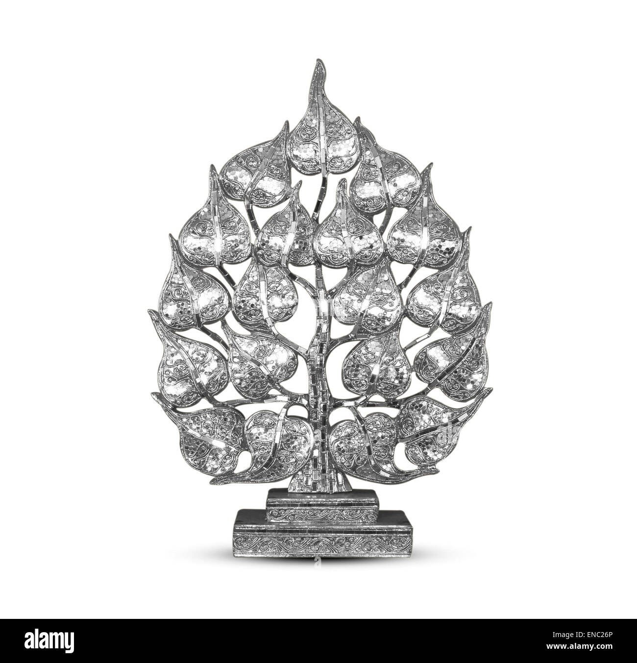 Sculpture bouddhiste Silver Tree fait ​​Of stuc. Banque D'Images