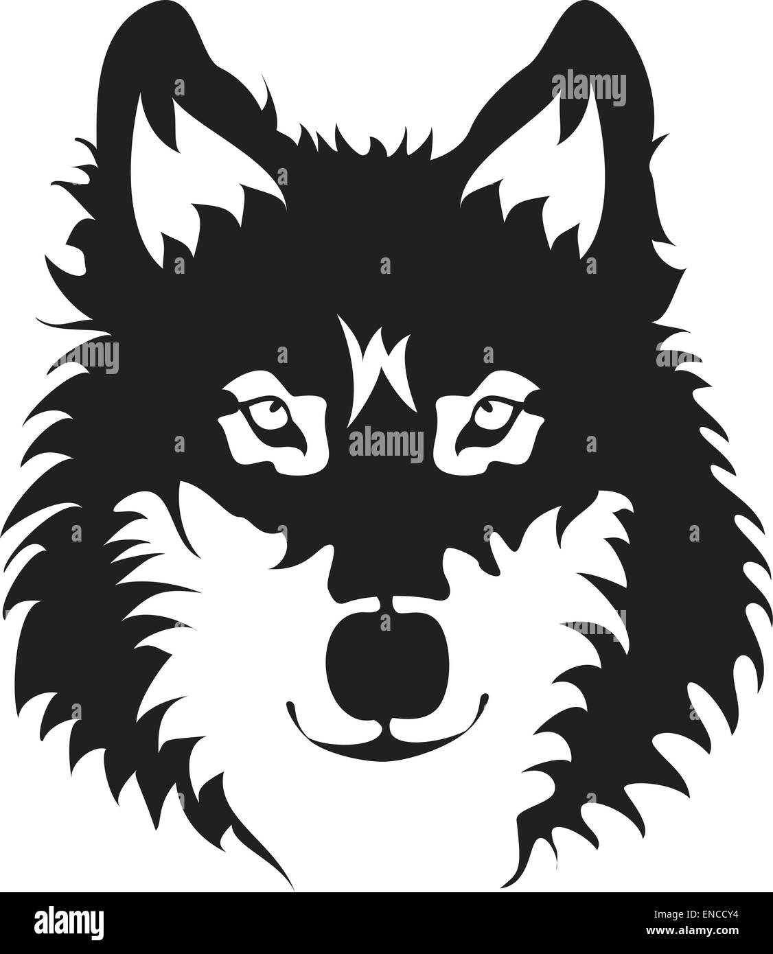 Wolf Silhouette Visage Illustration de Vecteur