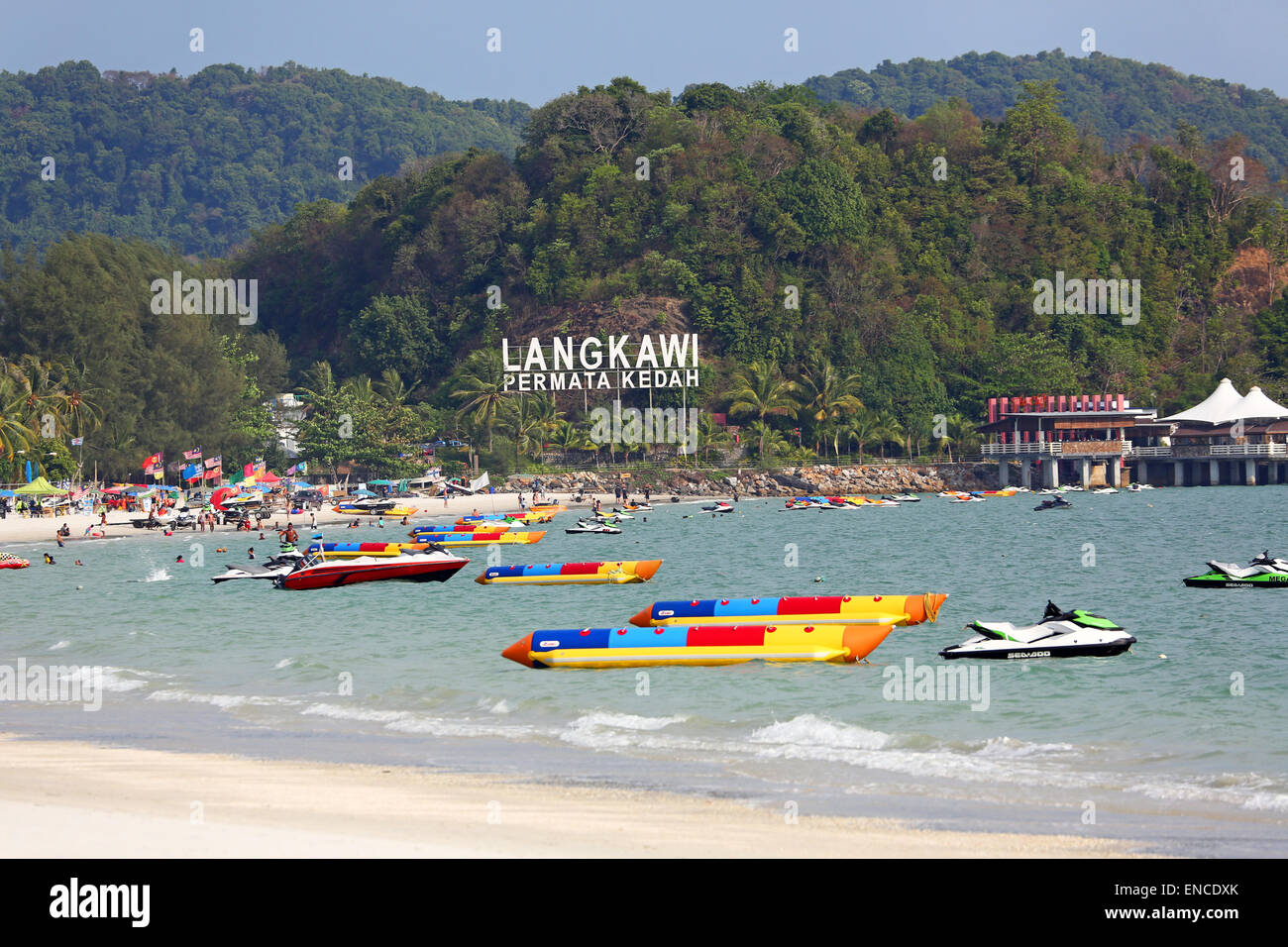 La plage de Pantai Cenang, Langkawi, Malaisie Banque D'Images