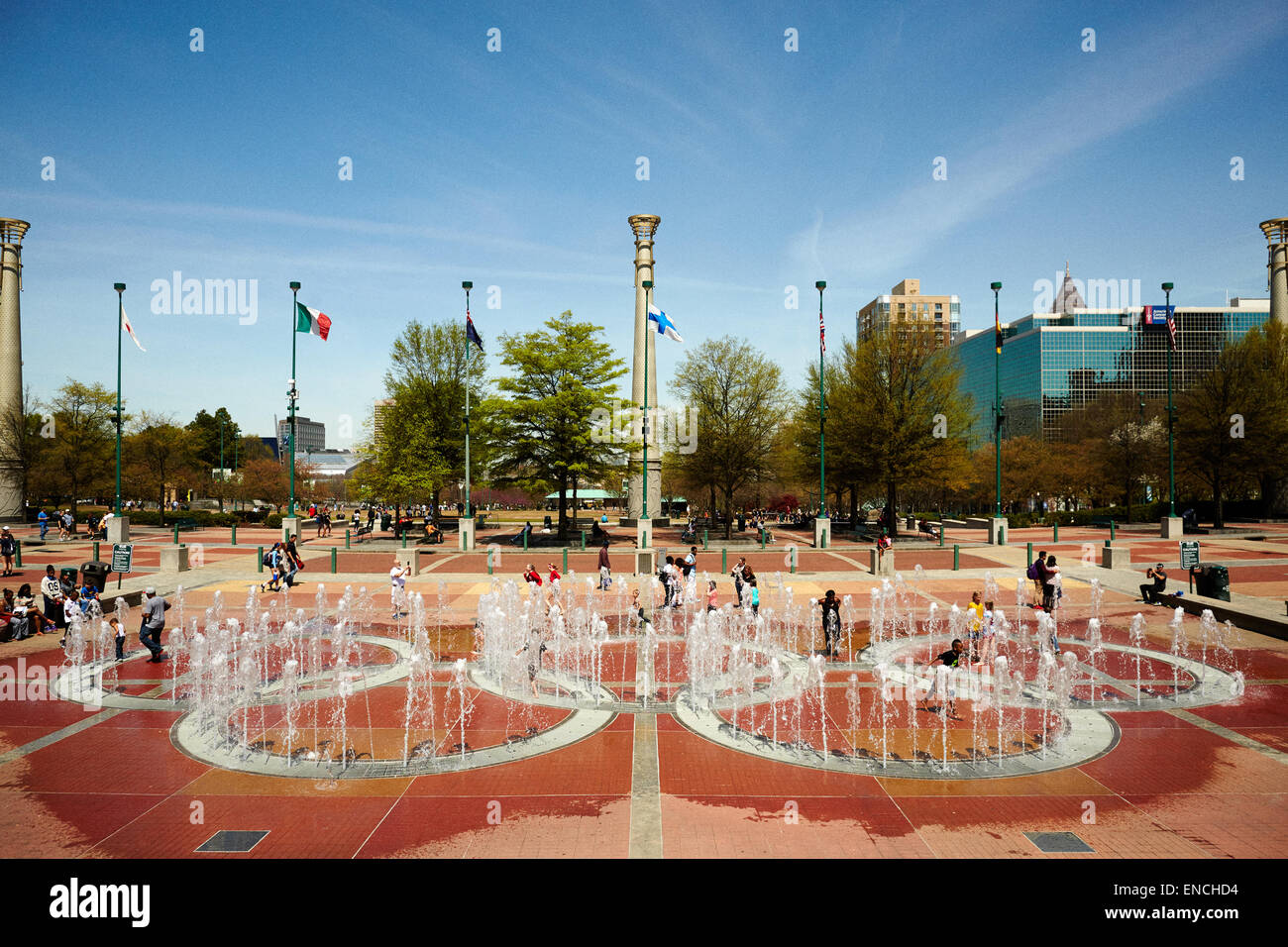 Le centre-ville d'Atlanta en Georga USA Photo:le Centennial Olympic Park des traits caractéristiques du parc est la Fontaine de sonneries interactiv Banque D'Images